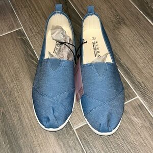 Denim blue slip on sneakers